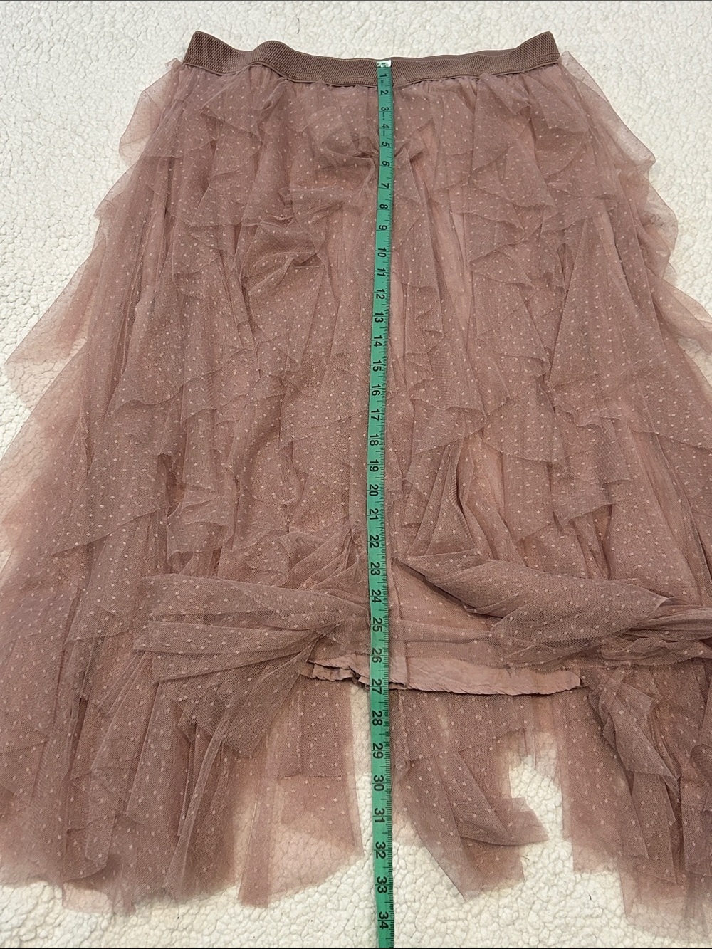 Anthropologie Chéri Ruffled Tulle Midi Skirt size Large Petite Pink Swiss Dot - Picture 13 of 13